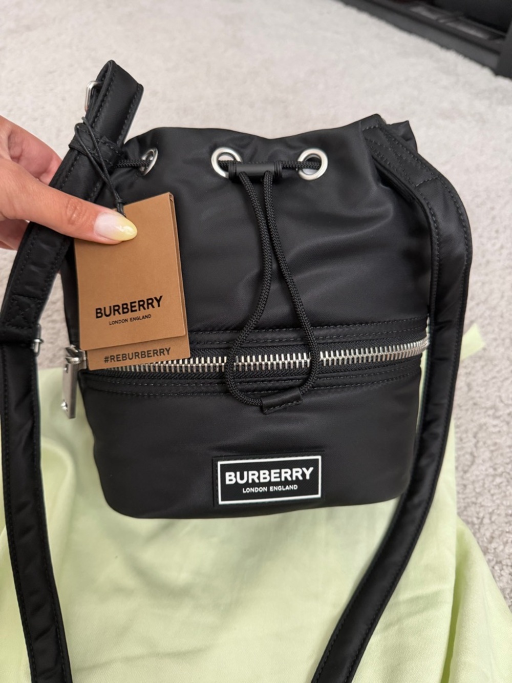 Burberry Nylon Black Bucket Bag! - Picture 2 of 7